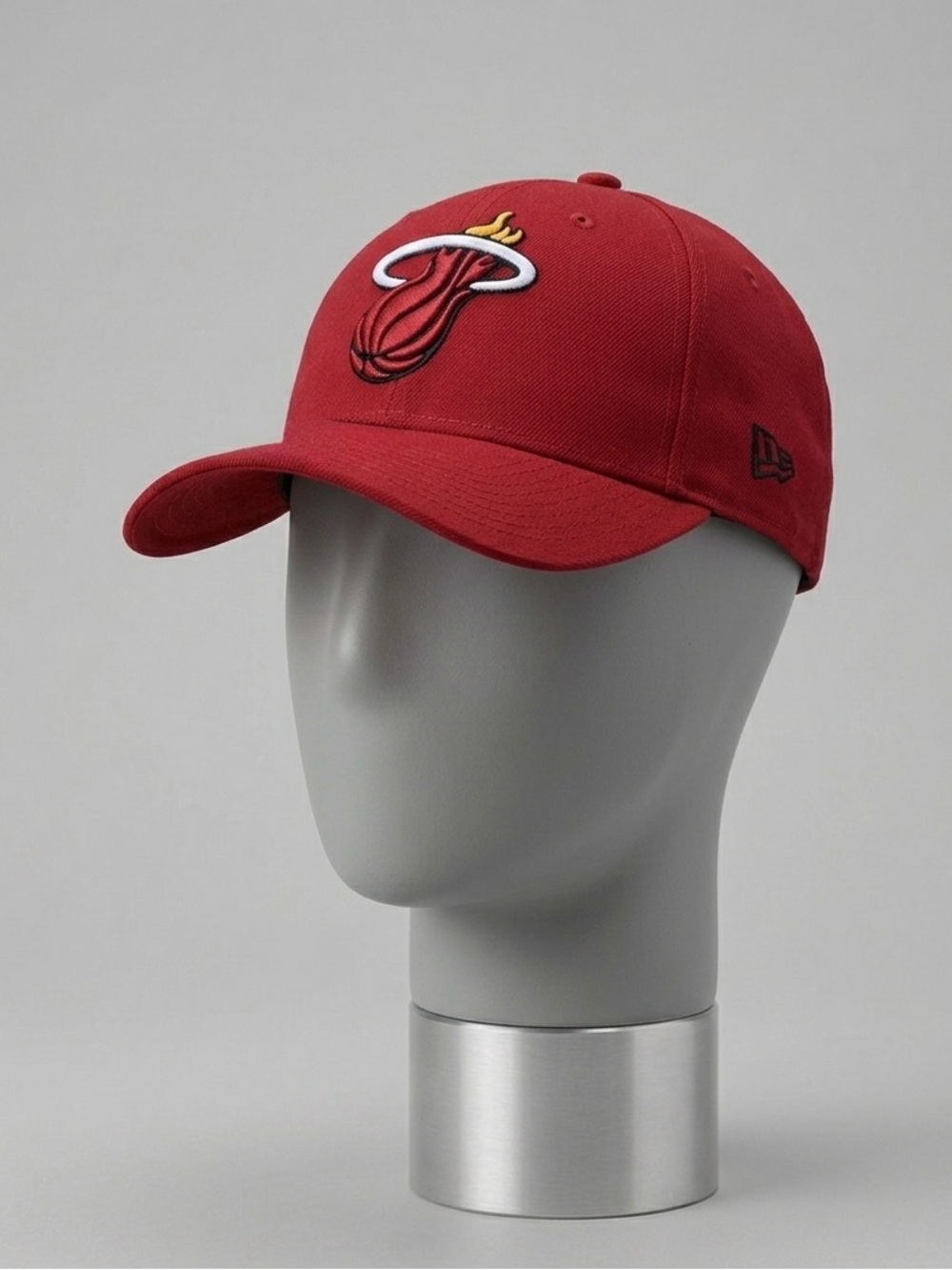 New Era Red Miami Heat Logo Cap with Yellow Accent